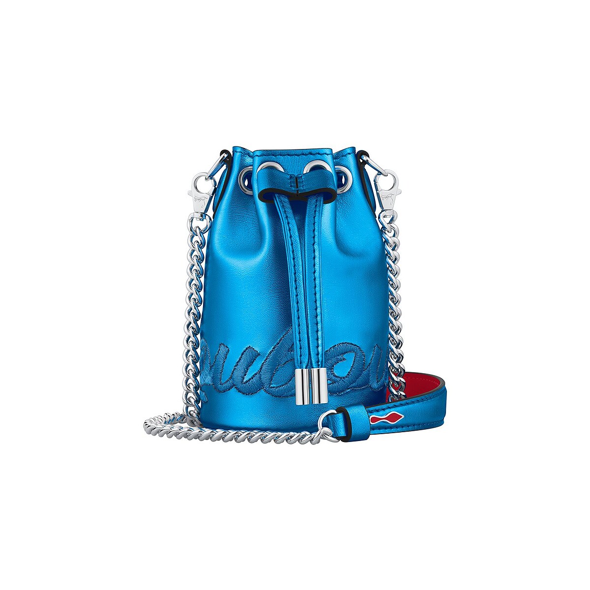 Mary Jane金屬藍皮革迷你水桶包，NT39,000。