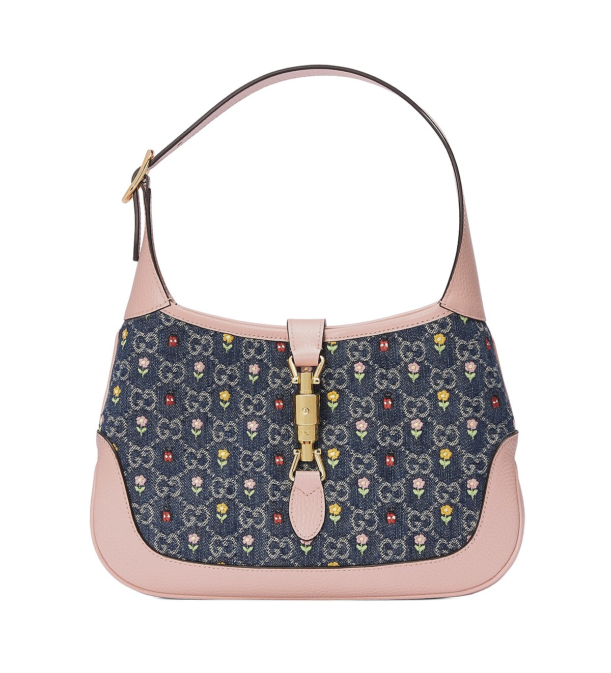 Jackie粉藍色GG單寧肩背包，NT 84,300