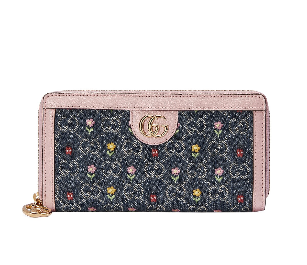 粉藍色GG單寧長夾，NT 25,900