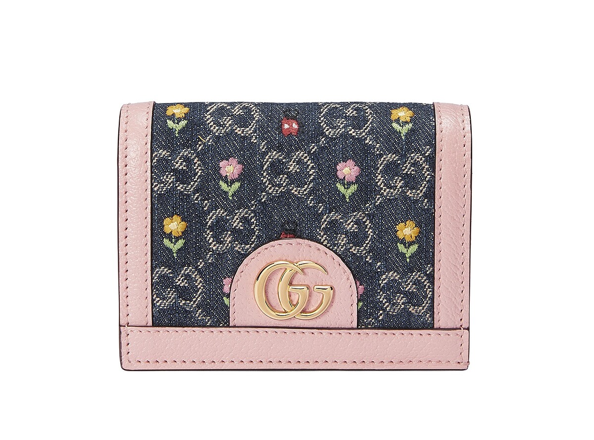 粉藍色GG單寧短夾，NT 17,700