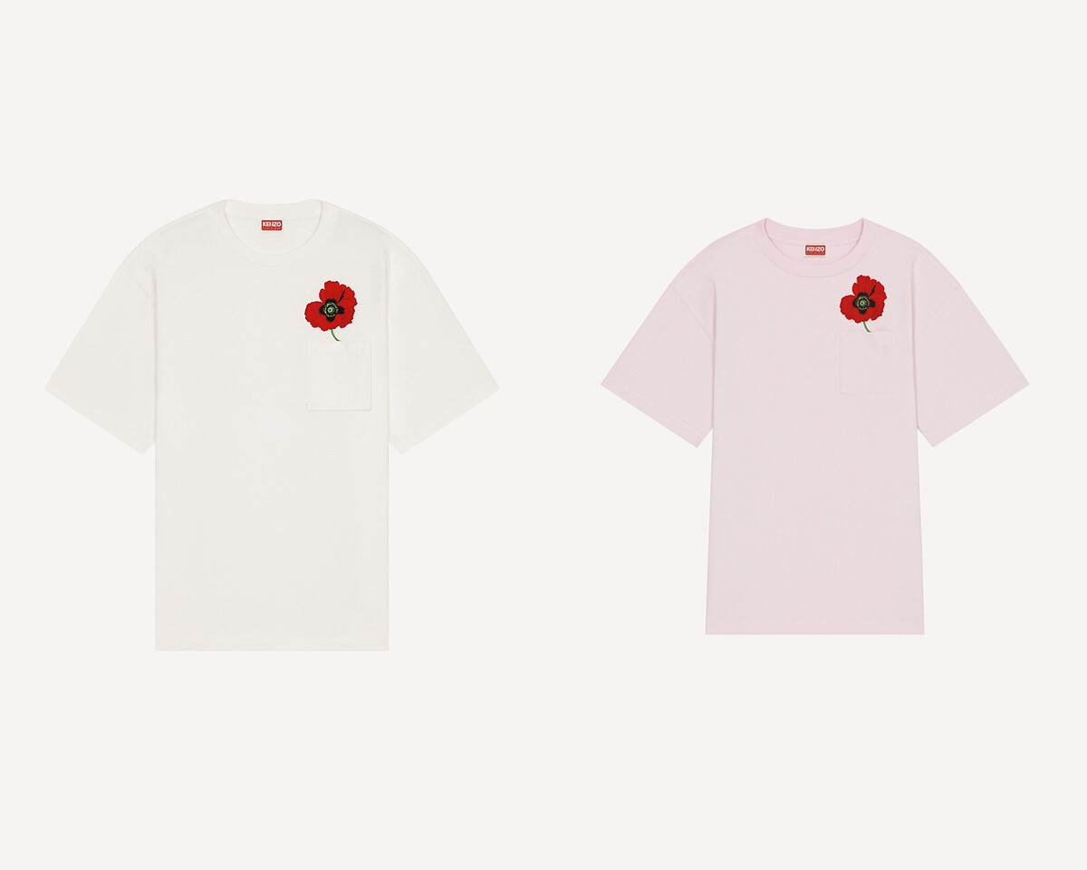 罌粟花口袋短袖上衣（白／粉），NT$8,800