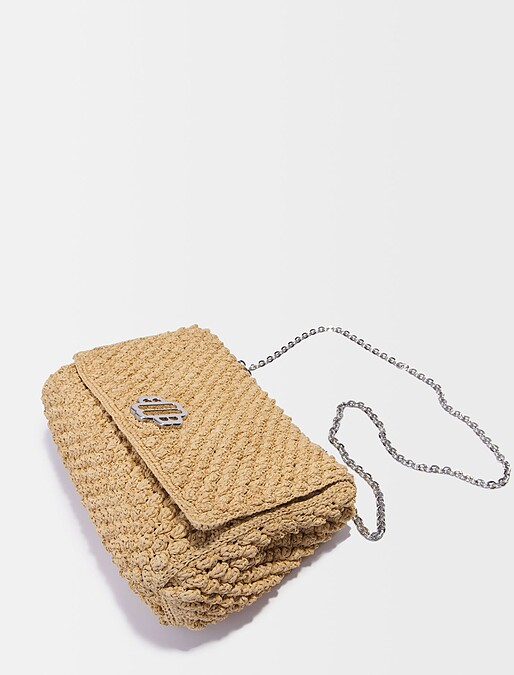 Maje 酒椰葉編織肩背包，NT13,680。