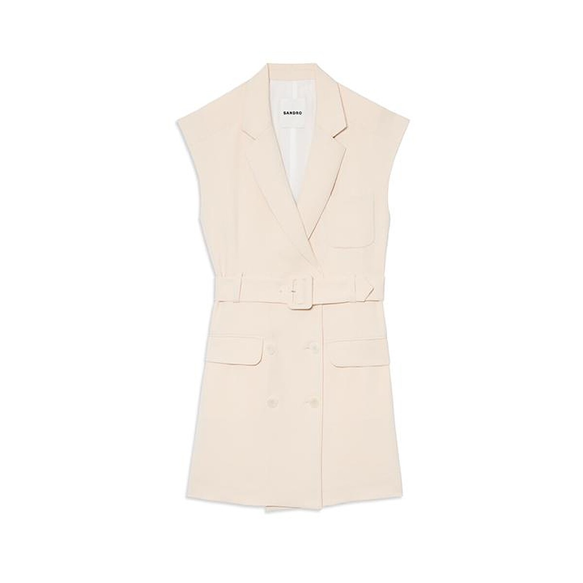 Sandro 米色西裝無袖洋裝，NT12,750。