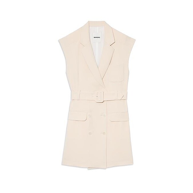 Sandro 米色西裝無袖洋裝，NT12,750。