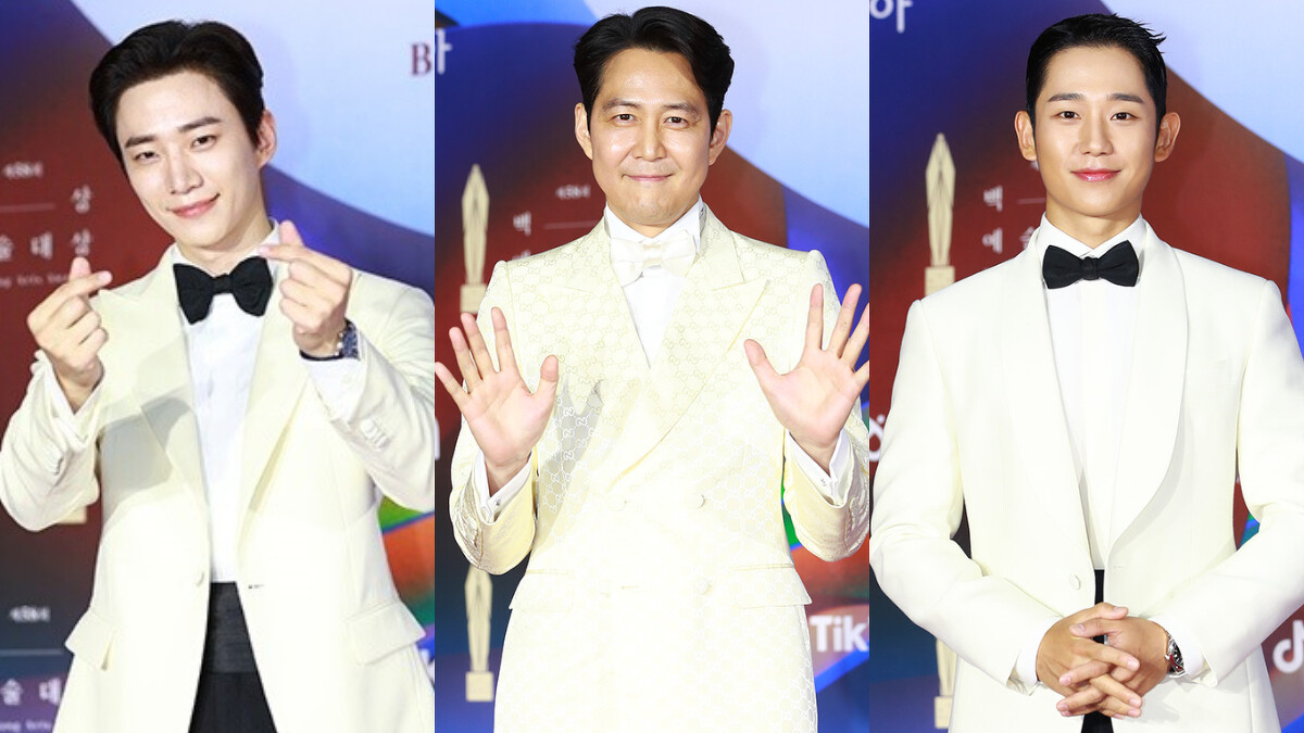 李俊昊、李政宰與丁海寅身穿白色正裝