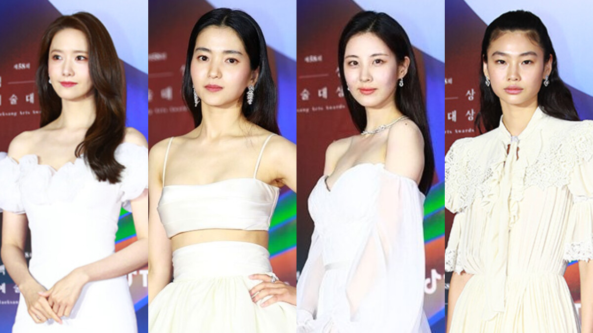 潤娥、金泰梨、徐玄與鄭好娟選擇白色禮服