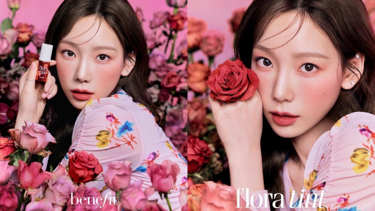 benefit花吻菲菲染唇液邀請韓星太妍演繹絕美乾燥玫瑰粉唇色。