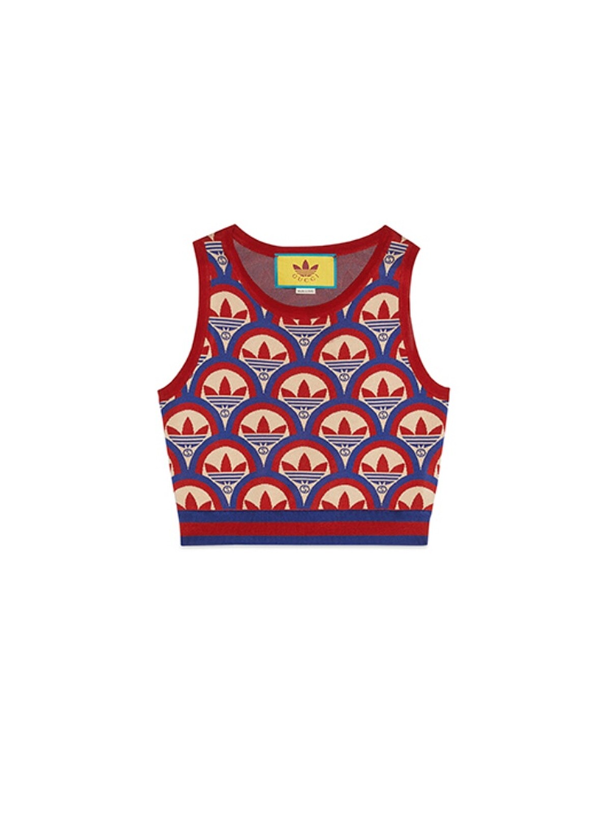 3. adidas X Gucci 紅色短版針織背心，NT 34,800