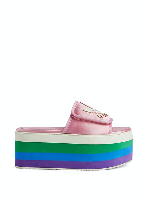 9. adidas X Gucci 多色厚底拖鞋，NT 40,800