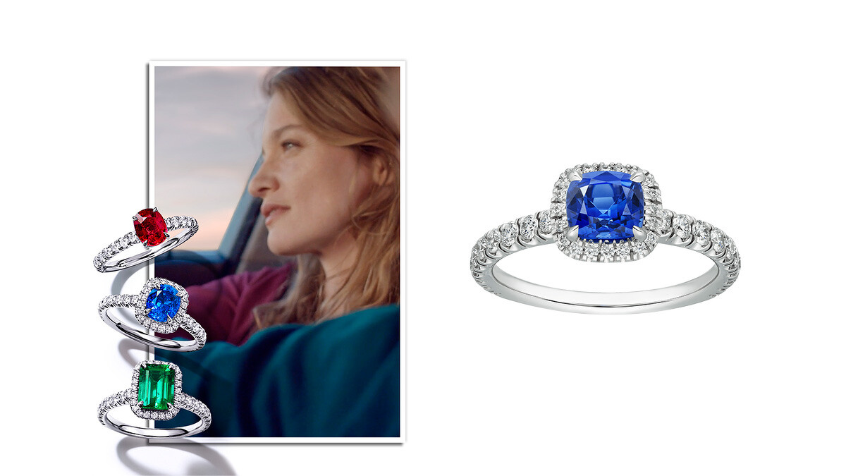 DESTIN&Eacute;E DE CARTIER系列訂婚鑽戒(圖第二、第三款)DESTIN&Eacute;E DE CARTIER 藍寶石戒指(枕形切割)