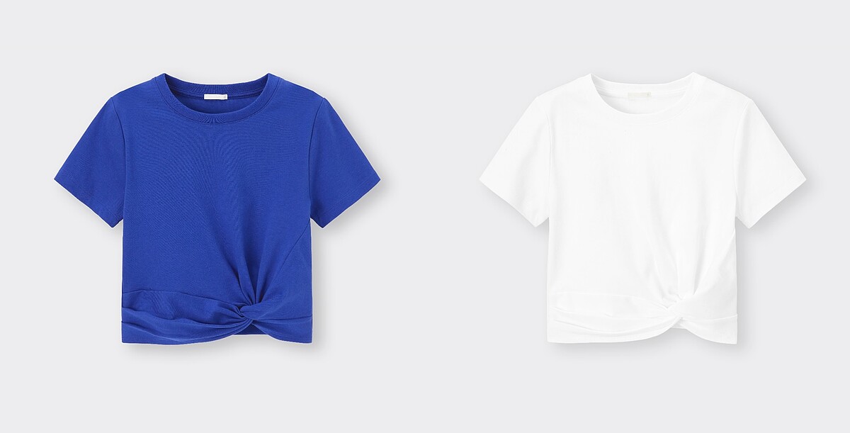 紐結迷你T恤(藍)NT390、紐結迷你T恤(白)NT390，ALL BY GU。