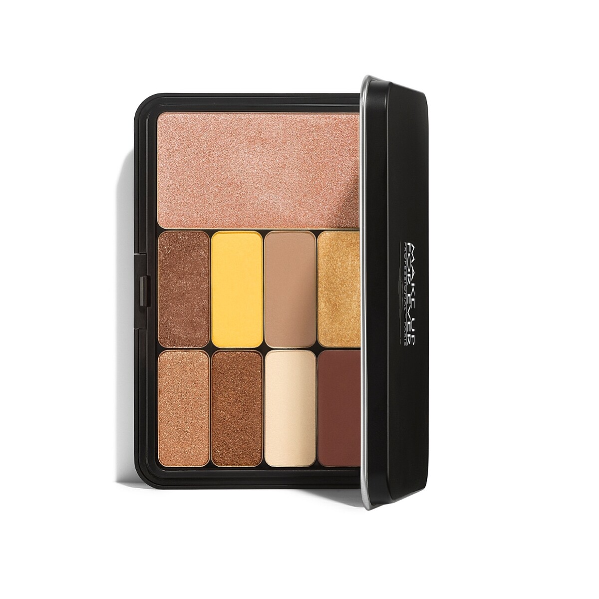 MAKE UP FOR EVER藝術大師9色眼彩盤(#001薑汁芒果金)，NT1,500。