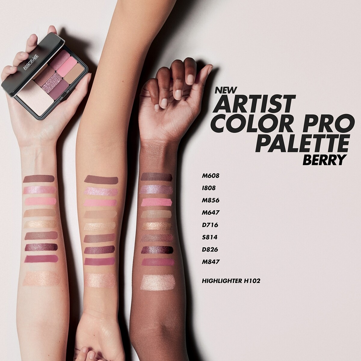 MAKE UP FOR EVER藝術大師9色眼彩盤(#002酒漬莓果粉)，NT1,500。