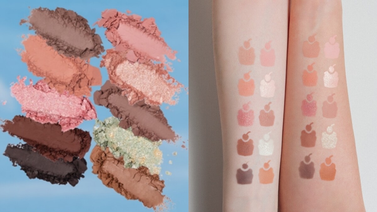 FreshO2 X Pony聯名系列《Tea Time with Pony》甜點盒10色眼影盤手部試色。