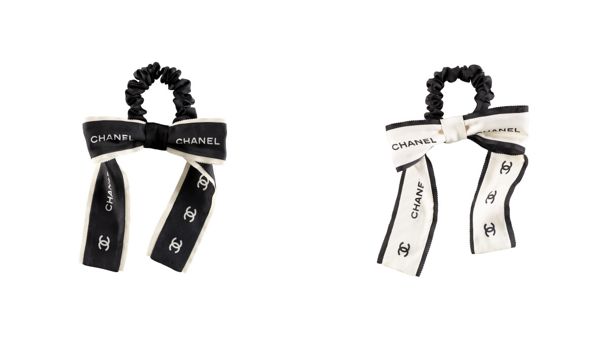 Chanel字樣蝴蝶結飾髮帶，NT$13,500