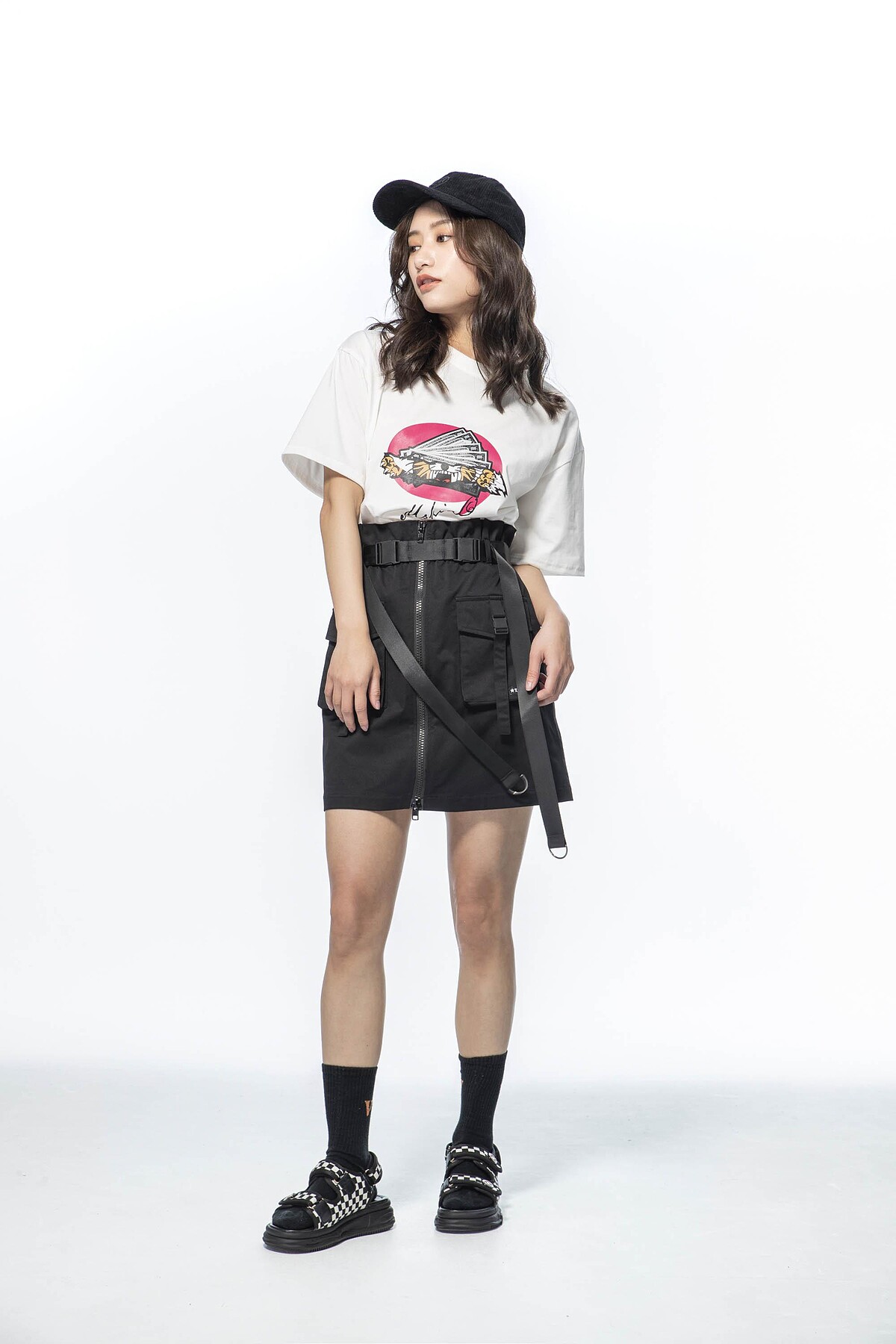 工裝風黑色短裙