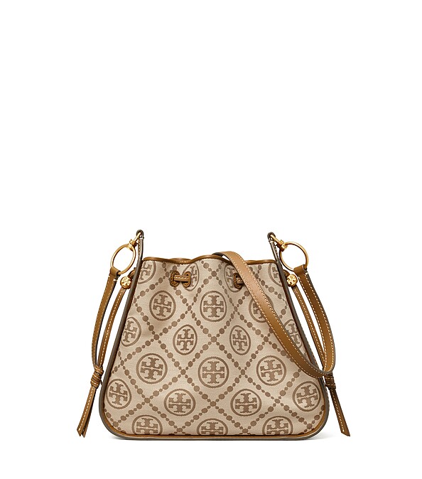Tory Burch 榛果棕 T Monogram 緹花風鈴包，NT$21,900