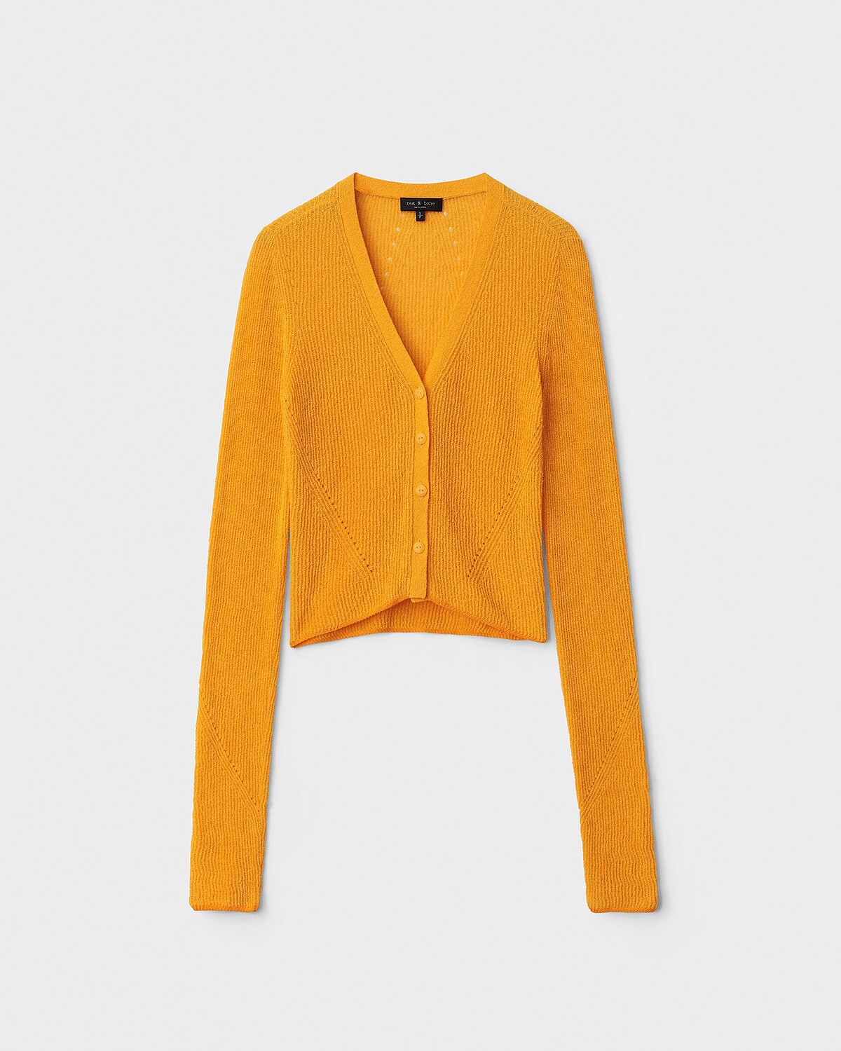 rag & bone 深黃色 Soleil 針織開襟衫，NT12,000。