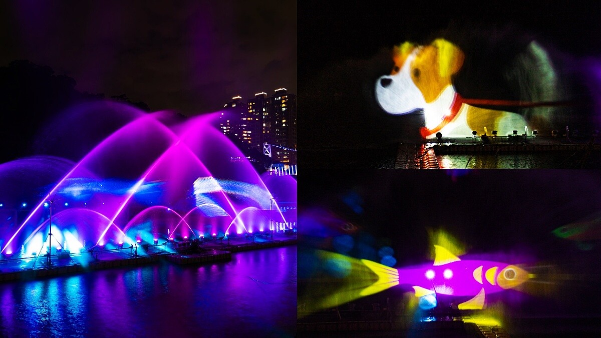 2022碧潭水舞秀限時58天登場！首創15公尺「雙水幕」，可愛樹蛙、七彩龍飛躍超炫目