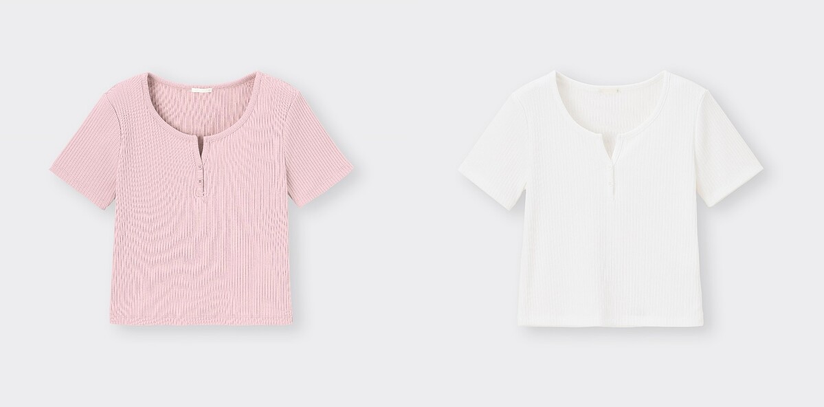 鑰匙領迷你T恤(粉)NT390、鑰匙領迷你T恤(白色)NT390，ALL BY GU。