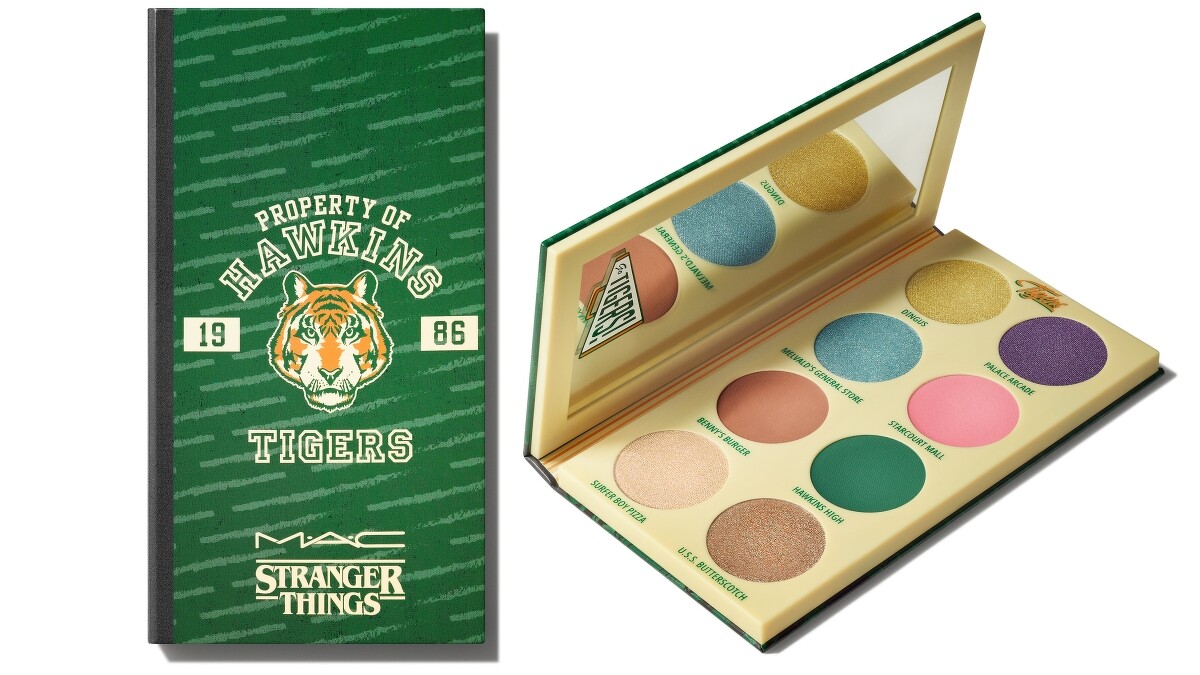 M.A.C X STRANGER THINGS怪奇物語聯名八色眼影盤(#1986霍金斯高校)，NT1,900。