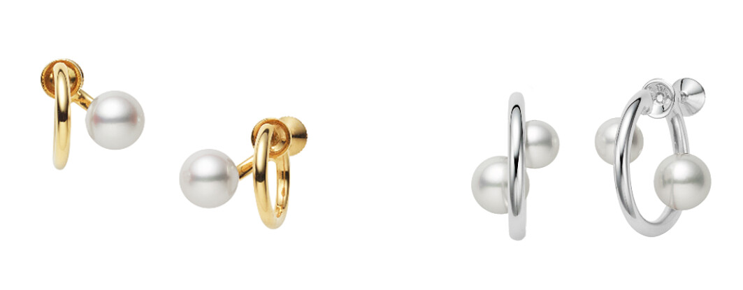 MIKIMOTO珍珠夾式耳環18K黃金款，參考價格NT$57,000；MIKIMOTO珍珠純銀夾式耳環，參考價格NT$25,000。