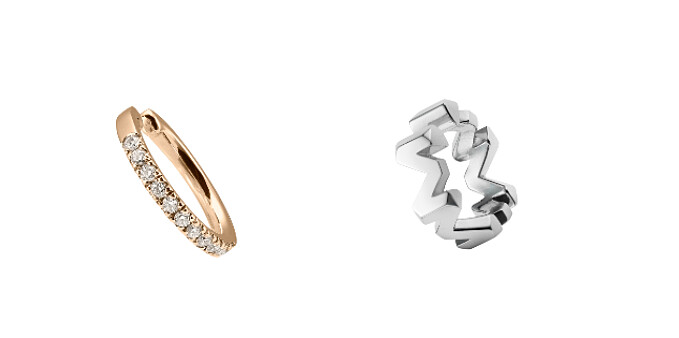 Mikimoto Dinner Ring系列珍珠鑽石耳骨夾_18K粉紅金款，參考價格NT$41,000。Mikimoto M Collection純銀耳骨夾，參考價格NT$8,000