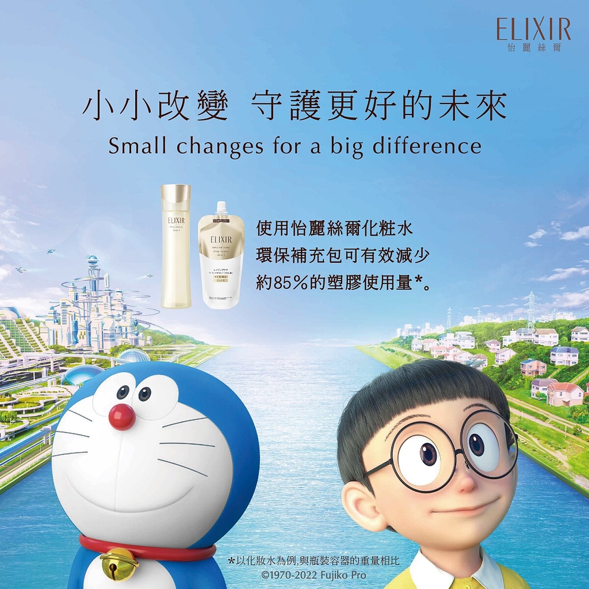 ELIXIR怡麗絲爾 Meets DORAEMON哆啦A夢主視覺。