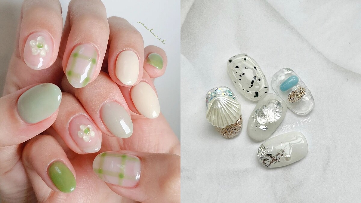 2022夏日美甲：清新小花款、湛藍海洋系、人氣水磨石⋯30款指彩範本推薦