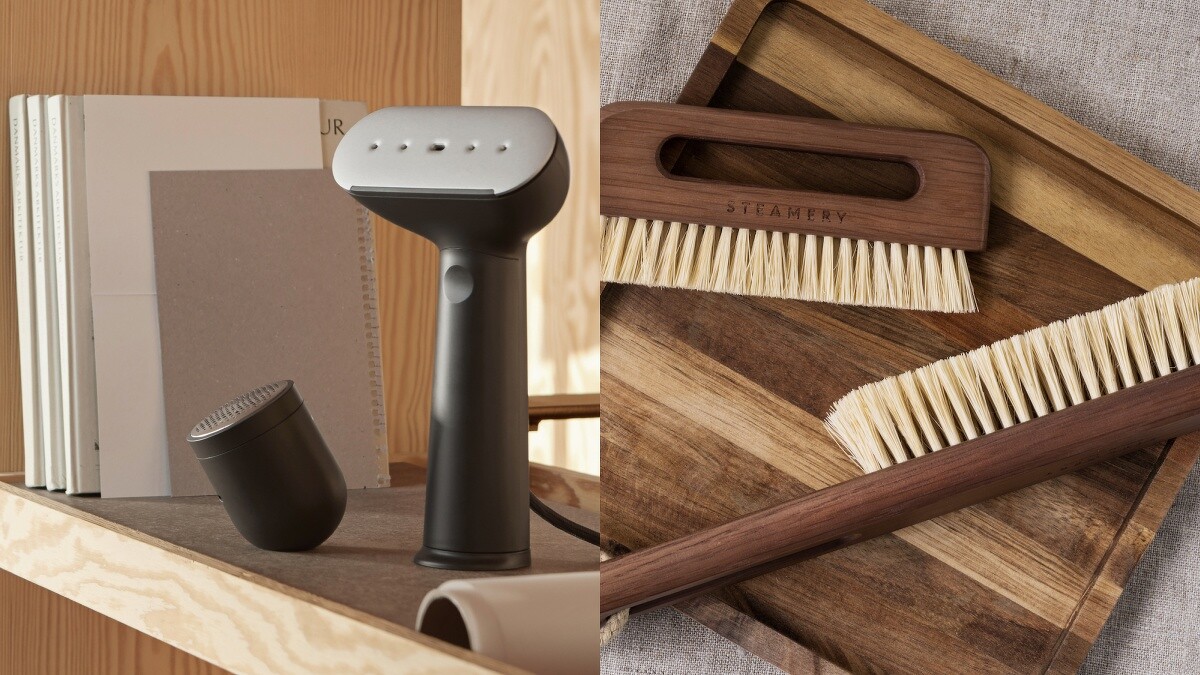 Steamery 新一代掛燙機除毛球機 全方位組合 （黑/杏） 、橡木口袋衣物清潔刷