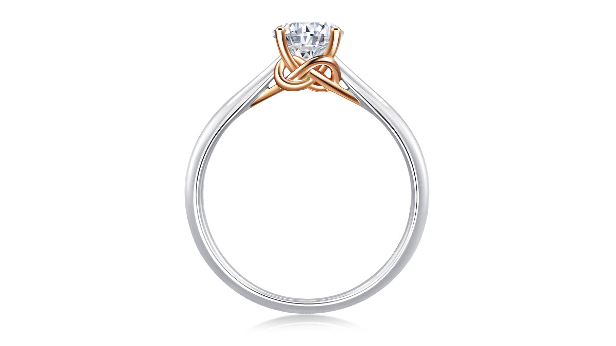 PROMESSA「同心結」18K白金玫瑰金雙色無限鑽石戒指