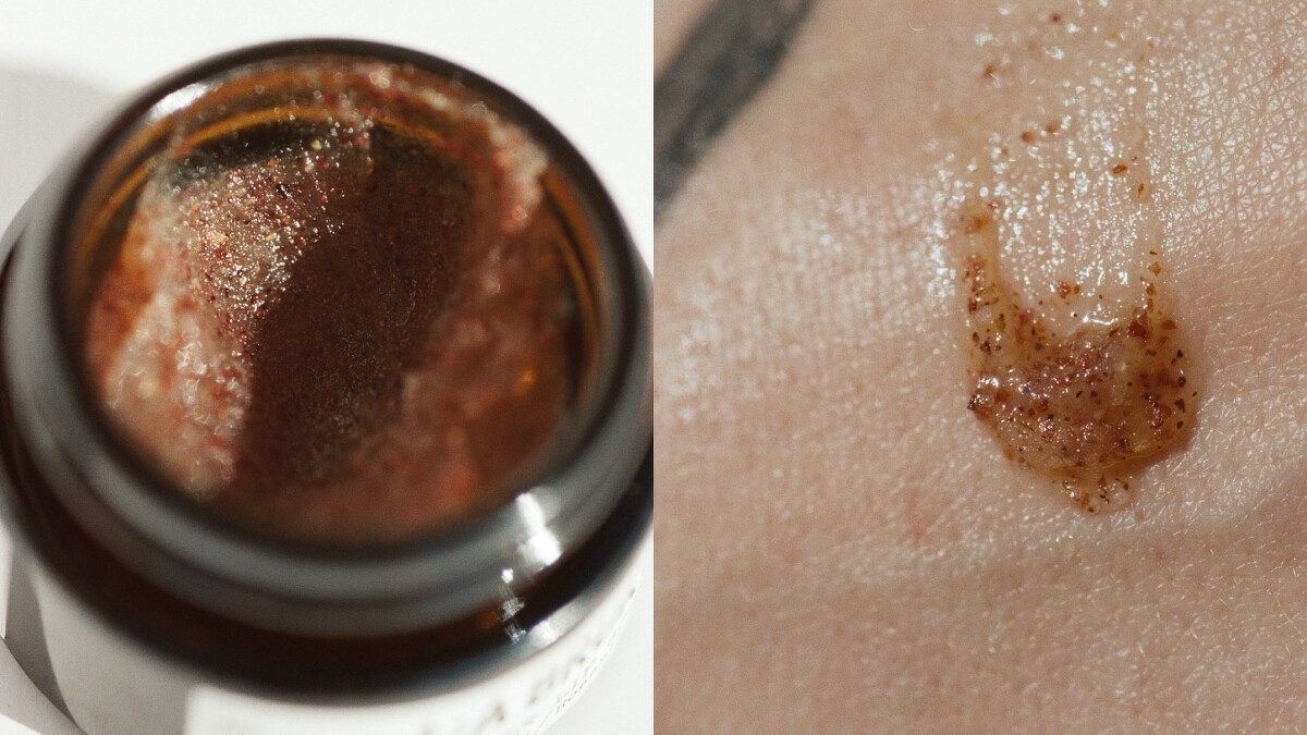 L:a Bruket 270苺果溫和柔化唇霜質地。