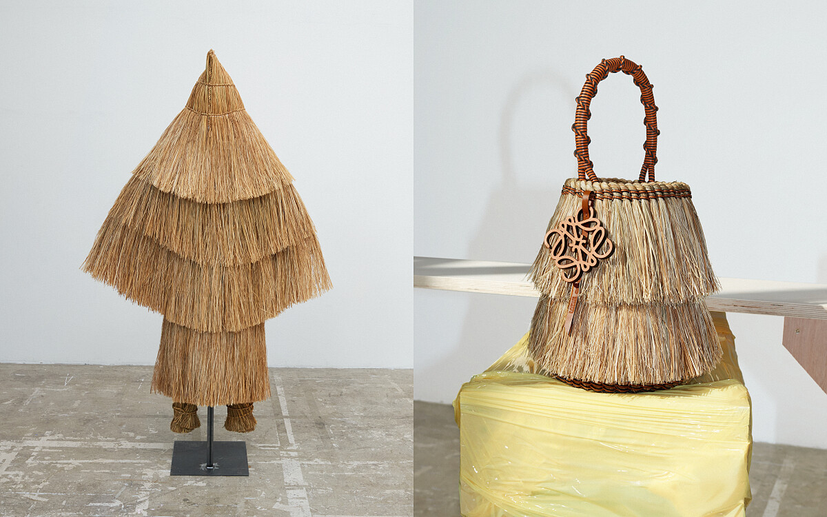 Coroza 製成的蓑衣,而後延伸的提包。