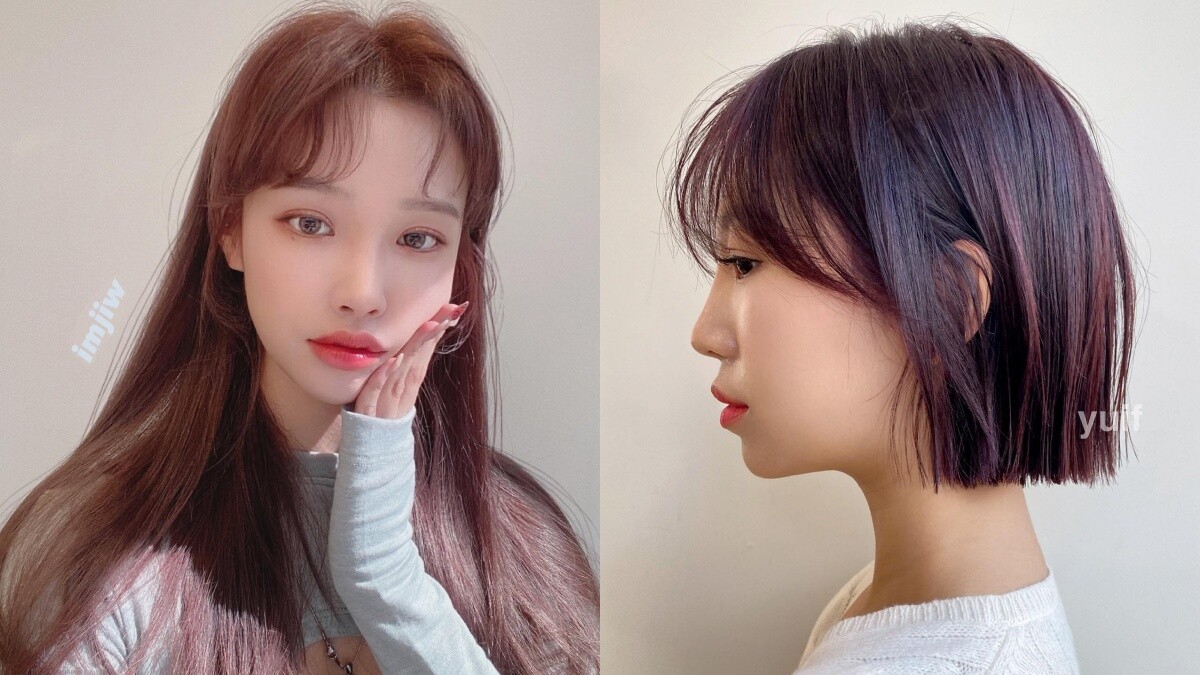 2024春夏髮色推薦：低調顯白的紫心棕染髮，陽光灑下帶點粉少女感十足！