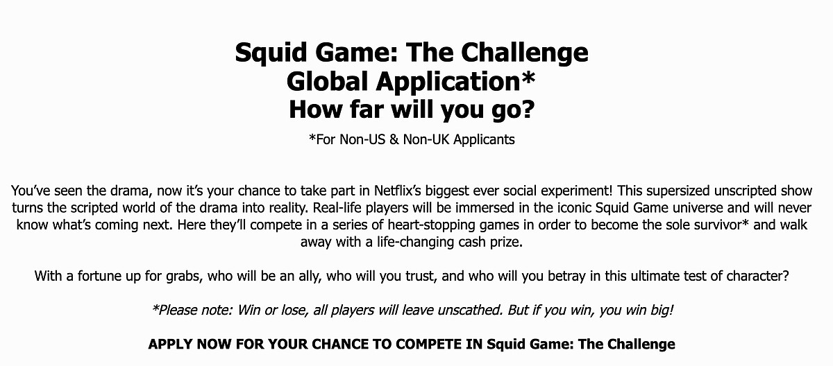 《魷魚遊戲》全球招募挑戰者