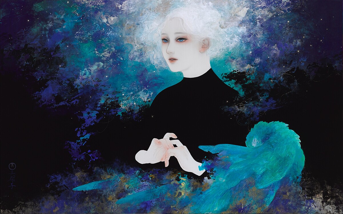 黑木美都子《藍色星的祝福》 是「青鳥-幸運」為祈求旅途安泰的主題， 將夜空中的星辰與青鳥的夢幻之美相結合，描繪成一部清新之作。