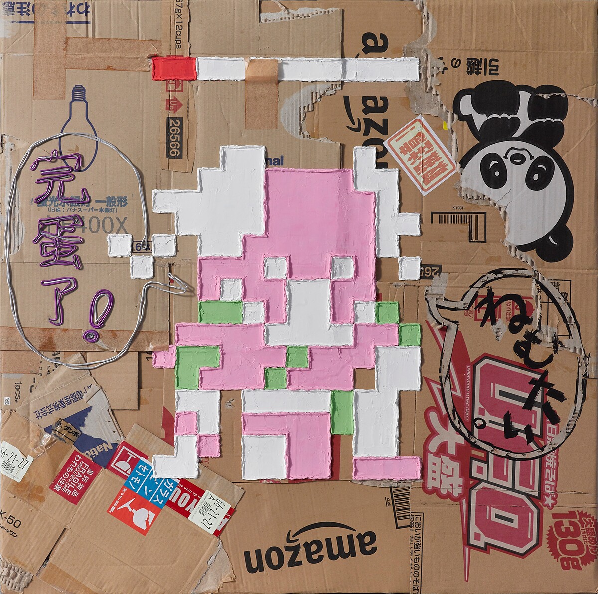 田村勇太《Let me chillax》這部作品在現代信息社會中疊加了遊戲的形象。她有點厭倦了生活在這個快節奏的信息世界裡。這是一個捏。右邊氣球上寫的日語是&ldquo;困&rdquo;的意思。在這種情況下，讓我們放鬆一下。 （Chillax = chill + Relax）意思是不考慮任何事情而放鬆。這樣的時間很重要，不是嗎？