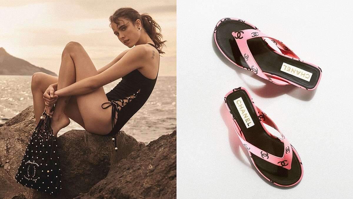 香奈兒Coco Beach系列化身海灘女神：雙C Logo夾腳拖、刺繡肩背包…