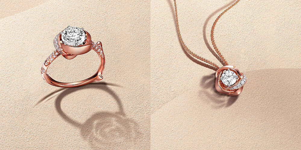 「我的玫瑰」求婚戒售價台幣154,000元起 、「我的玫瑰」鍊墜 售價台幣111,000元起