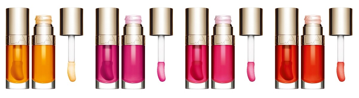 克蘭詩彈潤植萃美唇油(左起)#01、#02、#04、#05。