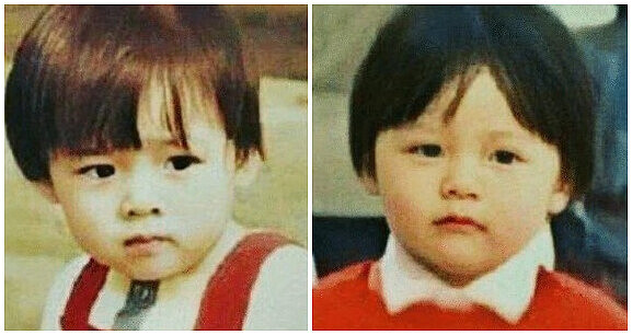 左邊為孫藝珍小時候,右邊為玄彬小時候。