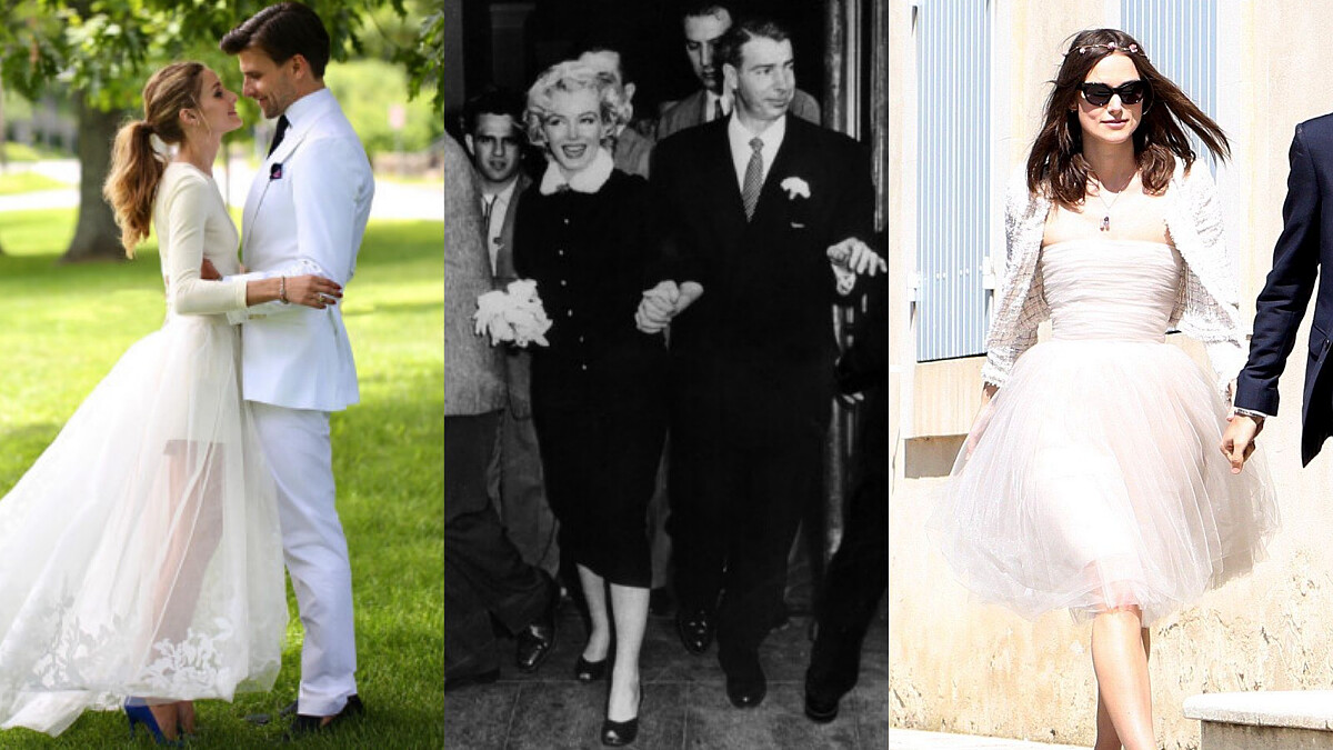 除了大S,瑪麗蓮夢露、名媛Olivia Palermo、綺拉奈特莉也都是非典型婚紗新娘