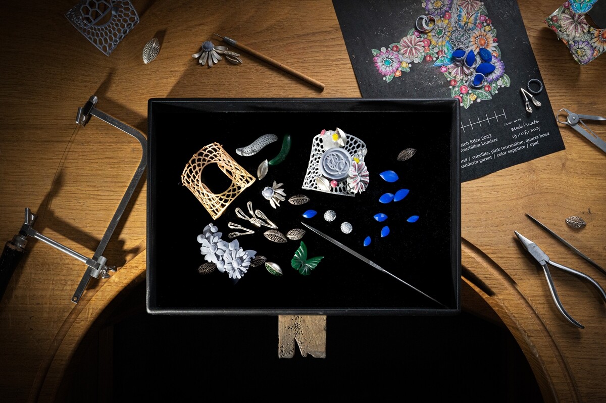 Giardino Dell&rsquo;Eden Tourbillon 珠寶腕錶工藝圖