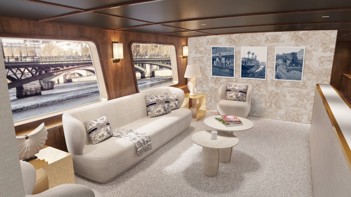 「迪奧美妍護膚沙龍：白馬莊園」奢華郵輪情境圖。