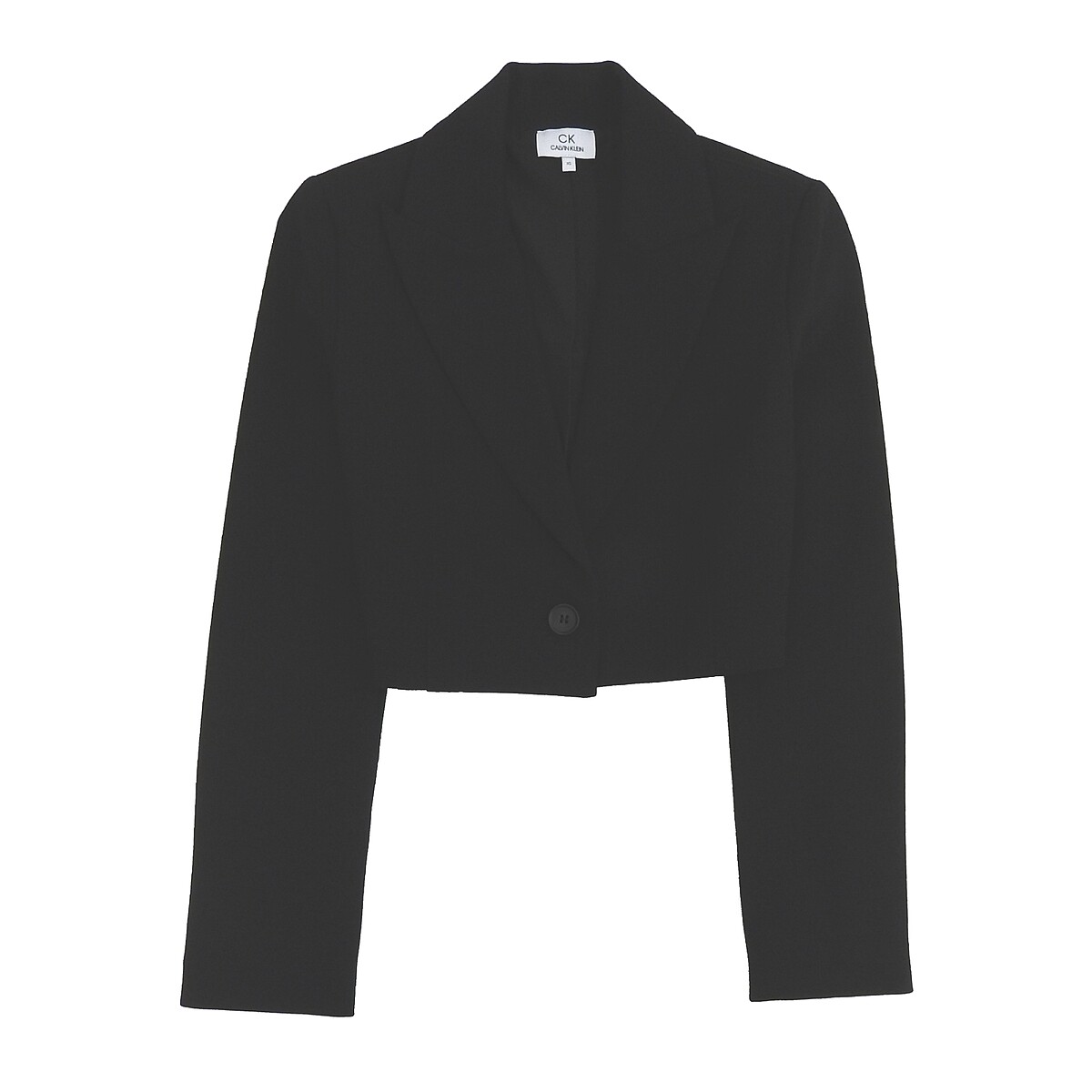 Calvin Klein 黑色嫘縈混紡短版外套，NT10,990。