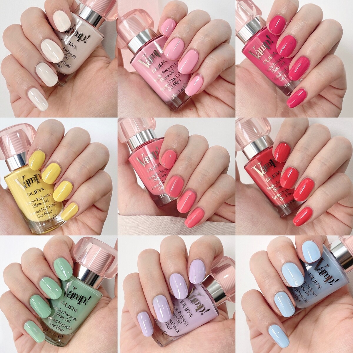 PUPA甜心釉光香氛指甲油2022全新9色試色。