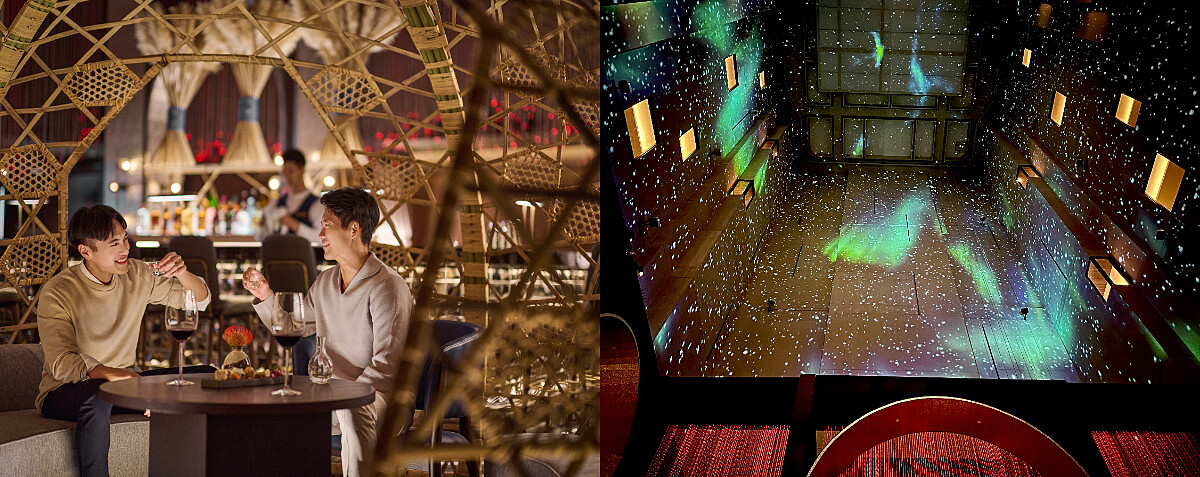 疫情無法出國看極光，可直接包場隱身於星級飯店中的WA-RA夜店風酒吧，擁有全台唯一內建光雕劇院亮點，舉辦告別單身派對等After Party活動，加值婚禮週邊體驗。