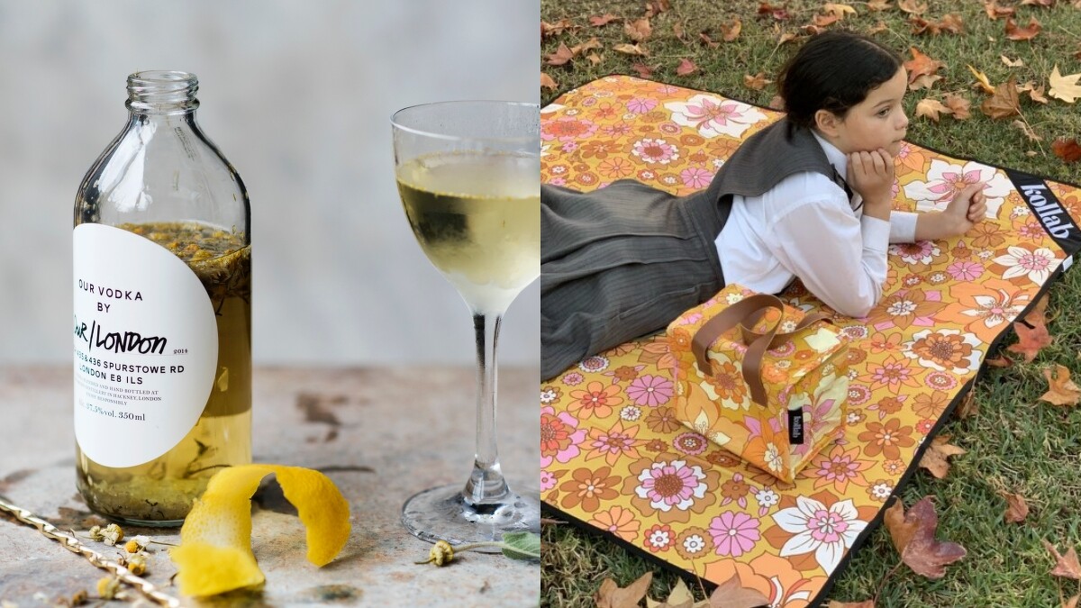生活類選物為城市伏特加-倫敦、澳洲Kollab熱帶花園印花防水迷你野餐墊-舊日黃花。