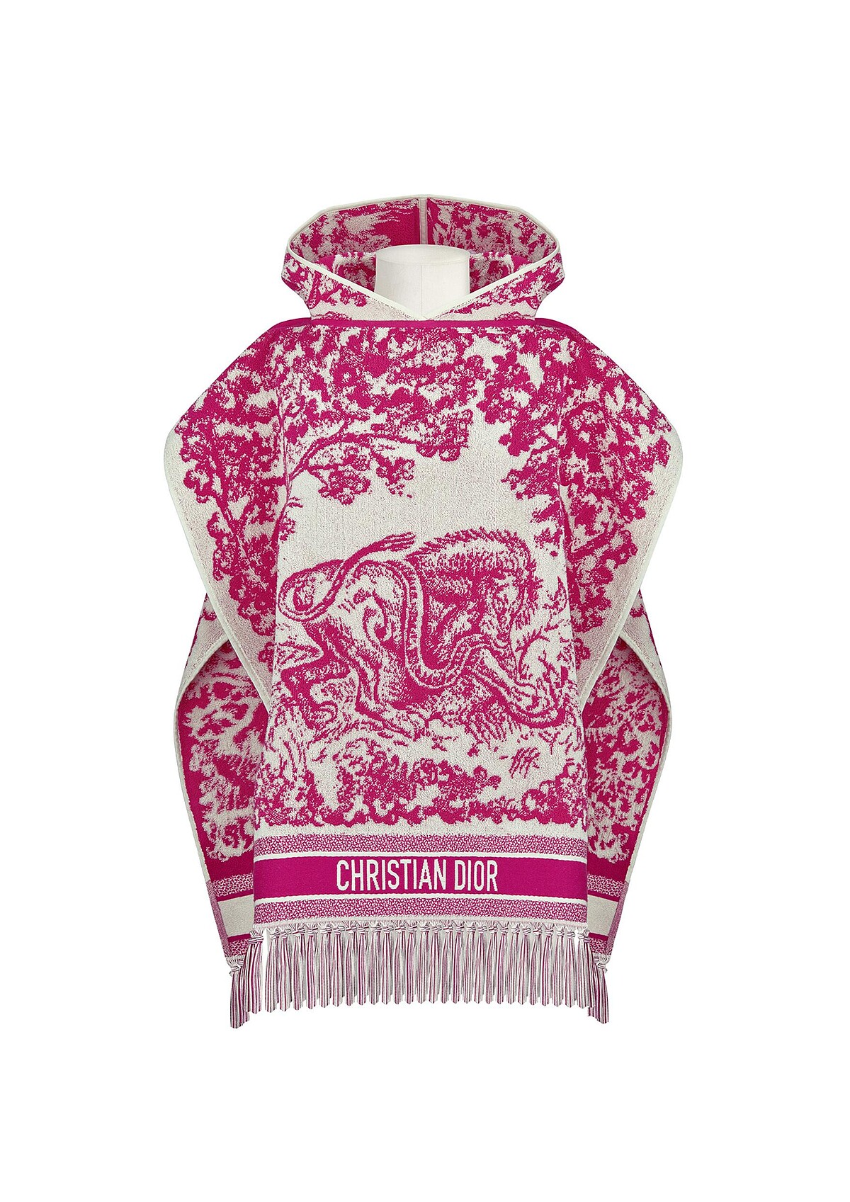 Dior 螢光粉棉質連帽斗篷,NT42,500。