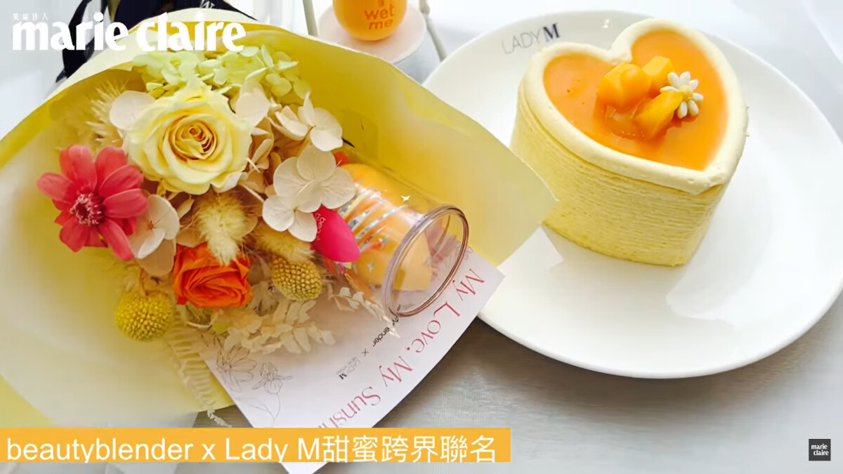 beautyblender x Lady M 2022七夕情人節甜蜜跨界聯名組合，美妝蛋加上愛心千層蛋糕太吸引人